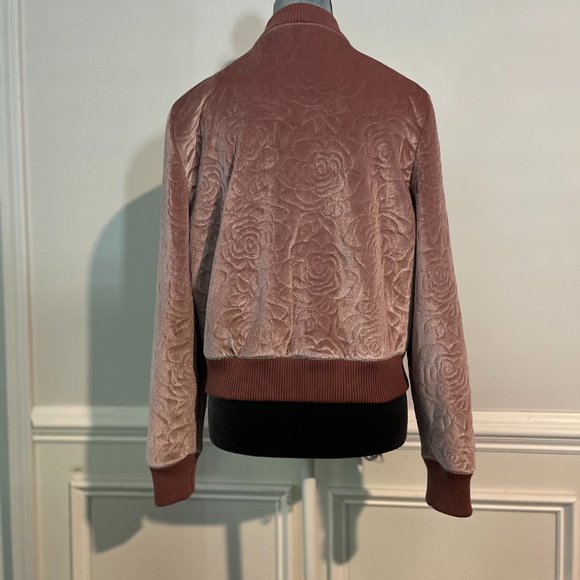 The Fifth Label Velvet Bomber Jacket Pink Roses Size S Women's - Picture 7 of 7